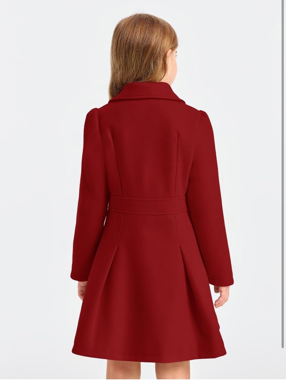 Girls Winter Dress Coat Button Peacoat Notch Lapel Double Breasted with Pockets - Picture 4 of 7